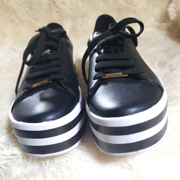 EC Vizzano chunky platform black & white loafers sz 8 US/ 39 Euro - Picture 7 of 13